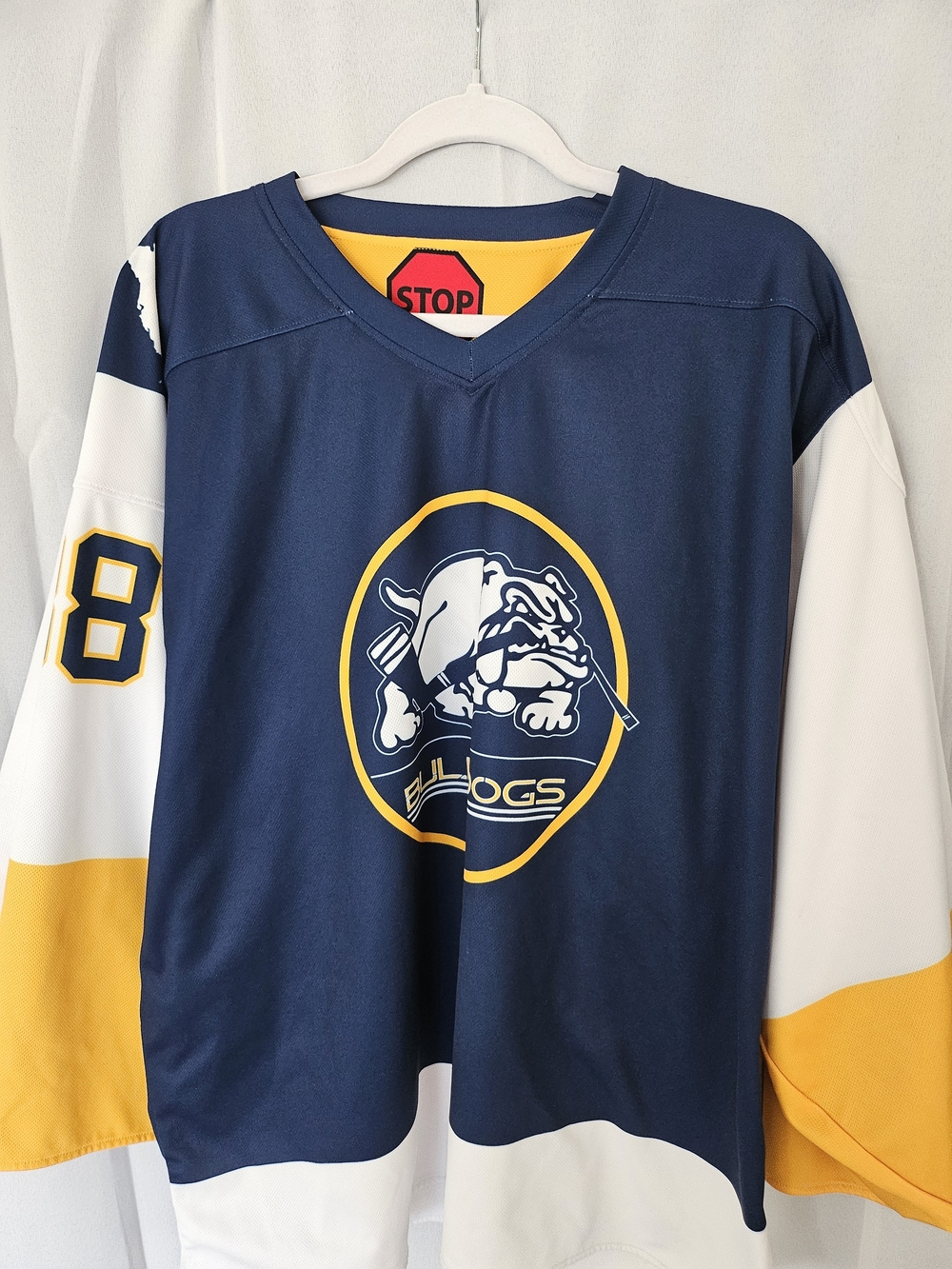 JOG Bulldogs Goalie Hockey Jersey XL- 52 Navy White Gold #38 Central Florida... - Picture 2 of 3